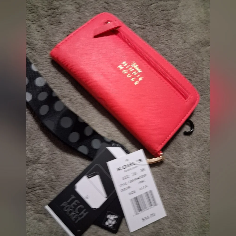 Minnie Mouse Phone Case Tech Wallet w/Wrist Strap Disney $34 Gift NWT